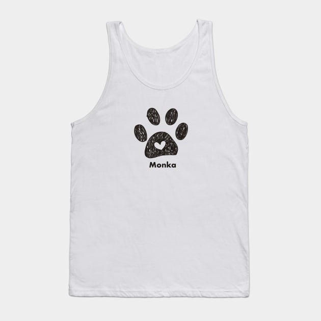 Monka name made of hand drawn paw prints Tank Top by GULSENGUNEL